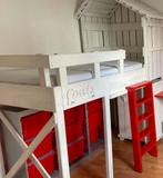 Steigerhout bed halfhoogslaper 200x90 90x200 wit jongens, Ophalen, 85 tot 100 cm, Gebruikt, Lattenbodem