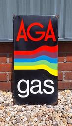 Tof emaille Langcat Bussum reclamebord van AGA gas️️⛽️, Reclamebord, Gebruikt, ., Ophalen of Verzenden