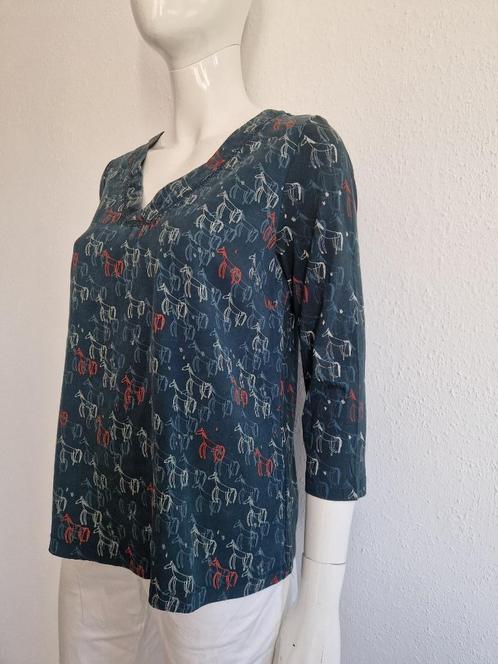White Stuff top met V-hals. Maat 40. Groen/print., Kleding | Dames, Blouses en Tunieken, Zo goed als nieuw, Maat 38/40 (M), Groen