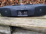 vintage jaren begin 80 dubbele cassettedeck met radio draagb, Ophalen of Verzenden, Gebruikt, Radio