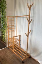 bamboe houten kledingrek, Kleding | Dames, Kledingrekken, Ophalen, Zo goed als nieuw