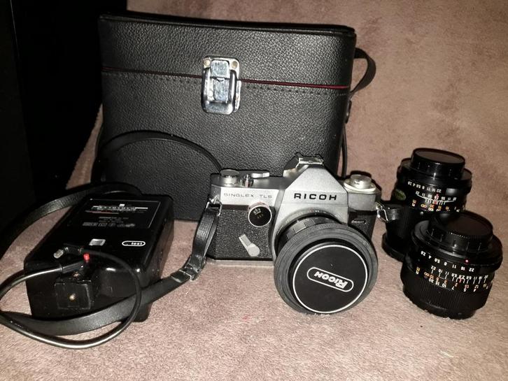 Ricoh Singlex TLS Camera met accessoires, Audio, Tv en Foto, Fotocamera's Analoog, Gebruikt, Spiegelreflex, Ophalen of Verzenden