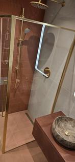Megius douchecabine 90x90 cm goud geborsteld - showmodel, Ophalen, Zo goed als nieuw, Glas, Douche
