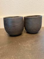 Set van 2 zwarte bloempotten, Ophalen, Overige materialen, Gebruikt, Rond