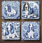 Basset Hound Delfts Blauw onderzetters met houder, Ophalen of Verzenden, Nieuw, Glas of Kopje