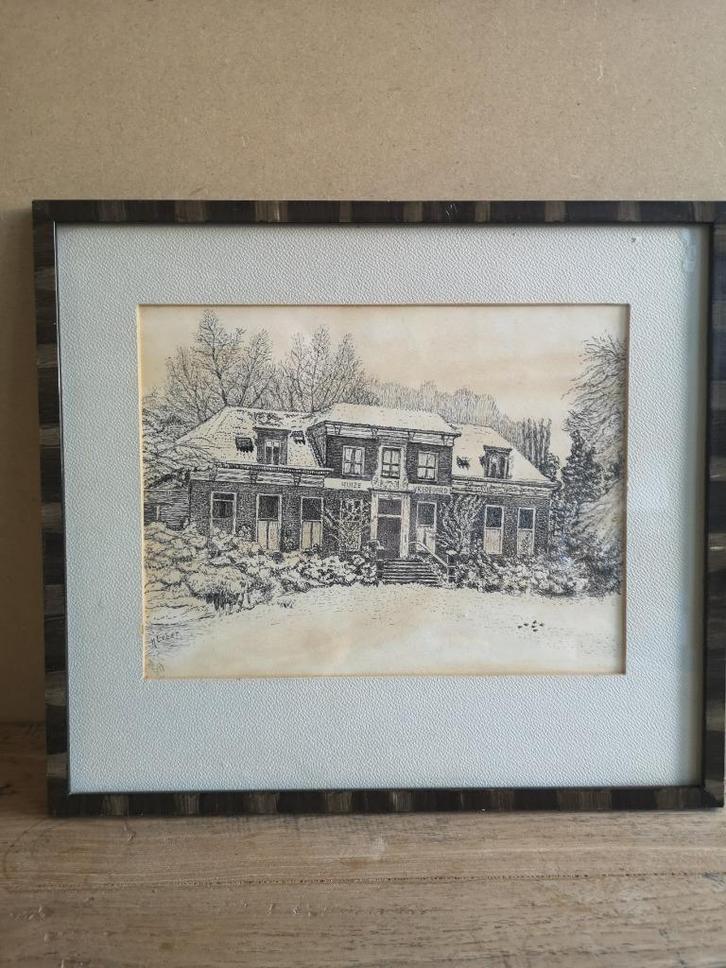 Ets Huize Vredenoord - Rotterdam- H.Teber, Antiek en Kunst, Kunst | Etsen en Gravures, Ophalen of Verzenden