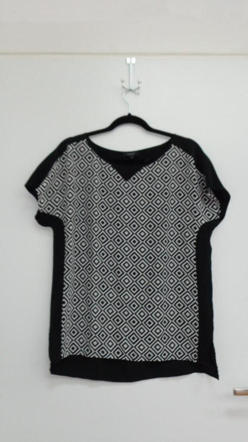 Claudia Strater top, zwart wit, maat 38, zijde, Kleding | Dames, Tops, Zo goed als nieuw, Maat 38/40 (M), Zwart, Korte mouw, Ophalen of Verzenden