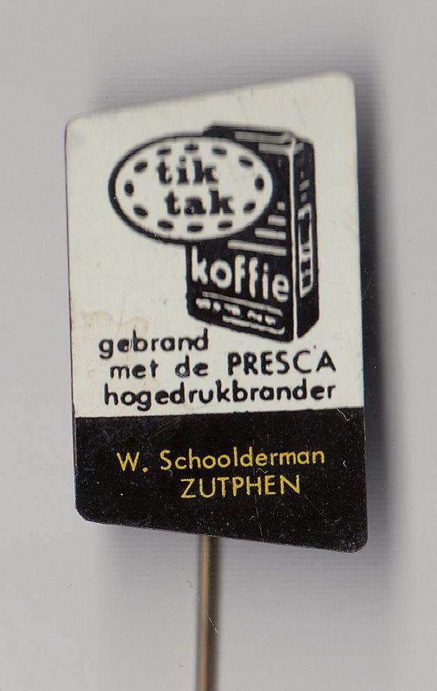 TikTak Koffie Schoolderman Zutphen speldje, Verzamelen, Speldjes, Pins en Buttons, Gebruikt, Speldje of Pin, Overige onderwerpen