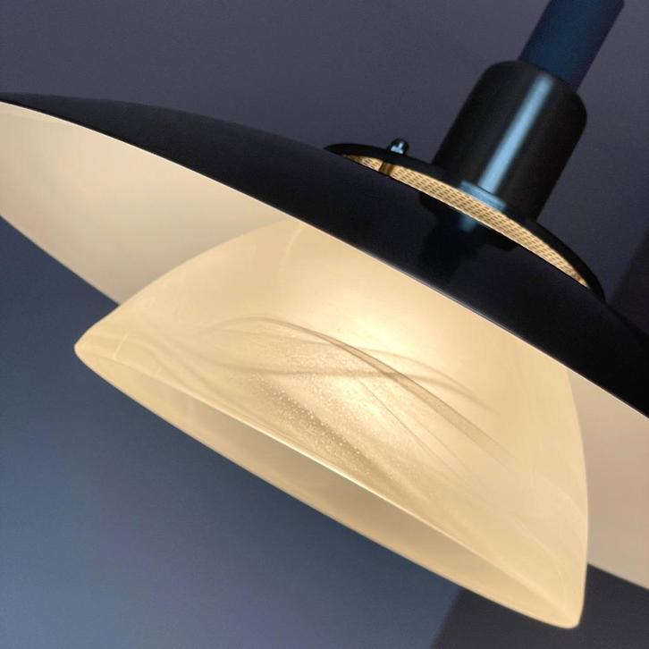 vintage Deens Design LAMP met trekpendel glas RVS staal 90's, Huis en Inrichting, Lampen | Hanglampen, Gebruikt, Glas, Metaal