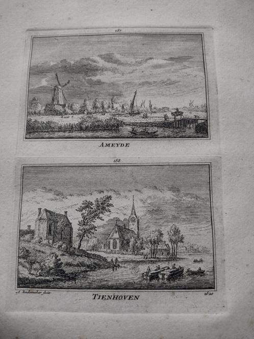187/188 Ameijde  Ameide Tienhoven Kopergravure 18e Eeuw dl 3, Antiek en Kunst, Kunst | Etsen en Gravures, Ophalen of Verzenden
