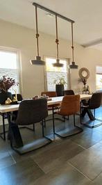 Eethoek Boomstamtafel met 6 comfortabele stoelen, Ophalen, Gebruikt, 4 tot 6 stoelen