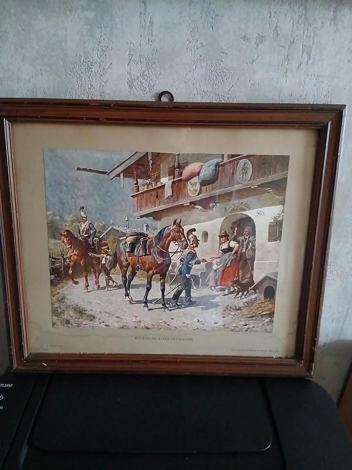 Schilderij met paarden en ruiters, Antiek en Kunst, Kunst | Tekeningen en Foto's, Ophalen of Verzenden