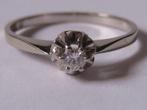 GOUD - GOUDEN 14 KRT RING m. SOLITAIRE BRILJANT,  DIAMONDE, Verzenden, Zo goed als nieuw, 17 tot 18, Met edelsteen