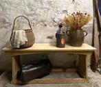 Brocante oud houten bankje 124 cm, Antiek en Kunst, Ophalen of Verzenden