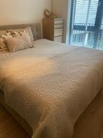 Boxspring suède, Huis en Inrichting, ...., Beige, Tweepersoons, Ophalen of Verzenden