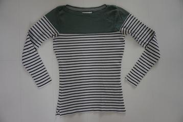 Trui Bien Bleu shirt marine streep zwart wit groen mt XS - S beschikbaar voor biedingen