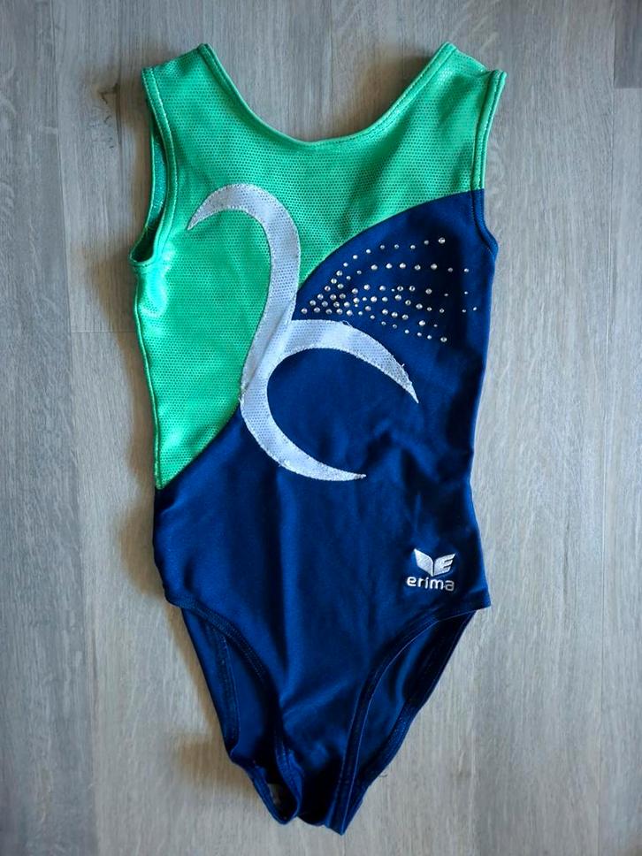 Turnpakje erima maat 128 134 140, Sport en Fitness, Turnen, Gebruikt, Turnpak(je), Kindermaat 122 t/m 140, Blauw, Ophalen of Verzenden