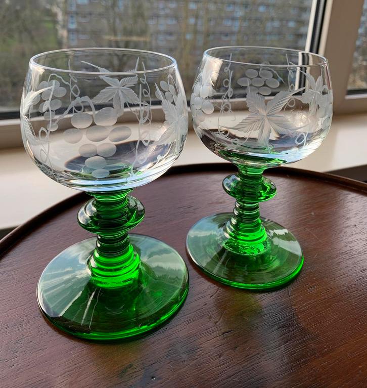Twee Roemer wijnglazen, Verzamelen, Glas en Borrelglaasjes, Zo goed als nieuw, Overige typen, Ophalen of Verzenden
