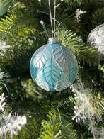 16 Glazen ijsblauwe kerstornamenten kerstballen, Ophalen of Verzenden, Zo goed als nieuw