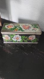 Vintage blik zilverkleurig rozen, Verzamelen, Blikken, Ophalen of Verzenden, Gebruikt, Koek(jes), Overige merken
