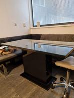 Zwarte eettafel met glasplaat, Ophalen, Gebruikt, 50 tot 100 cm, Glas