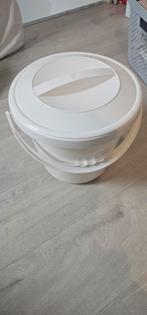 Witte emmer met deksel en handgreep, Huis en Inrichting, Emmers, Ophalen of Verzenden