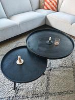 Zwarte salontafels, Huis en Inrichting, Tafels | Salontafels, Ophalen, Gebruikt, 50 tot 100 cm, Rond