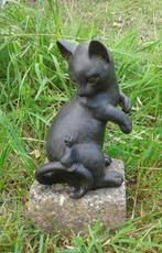 Leuk beeld, tuinbeeld Kat, Poes met muis, spaarpot, zwart, Ophalen of Verzenden, Nieuw, Kunststof, Dierenbeeld