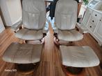 2 Stressless Relaxstoelen met Voetenbank - Crème/Beige, Gebruikt, 75 tot 100 cm, Ophalen of Verzenden, 75 tot 100 cm