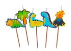 NIEUW - 5 Dino verjaardagskaarsjes voor taart of cupcakes, Ophalen of Verzenden, Nieuw, Taarten of Cupcakes, Versiering