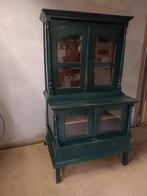 Antieke vitrinekast / buffetkast groen, Ophalen, 50 tot 100 cm, Minder dan 100 cm, 25 tot 50 cm