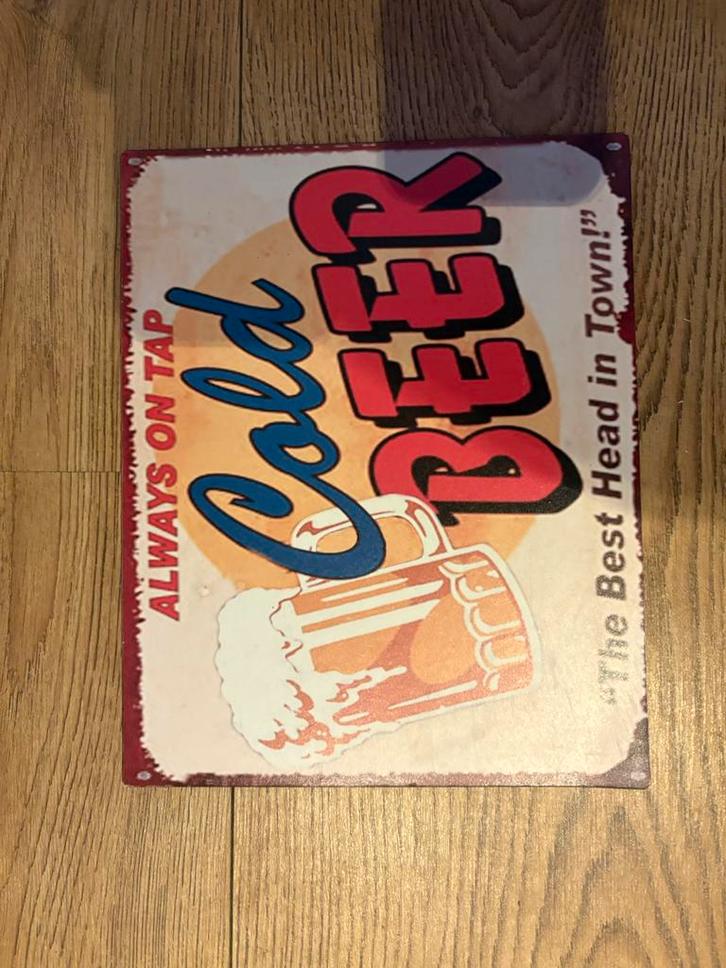 Always cold beer Bord – Stoere bar- en mancavedecoratie, Antiek en Kunst, Antiek | Wandborden en Tegels, Ophalen