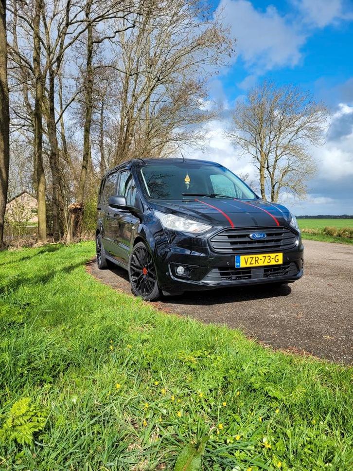 Ford Transit Connect L1 Ecoboost 100pk 2018 Zwart, Auto's, Bestelauto's, Particulier, Ford, Benzine, Handgeschakeld, Geïmporteerd