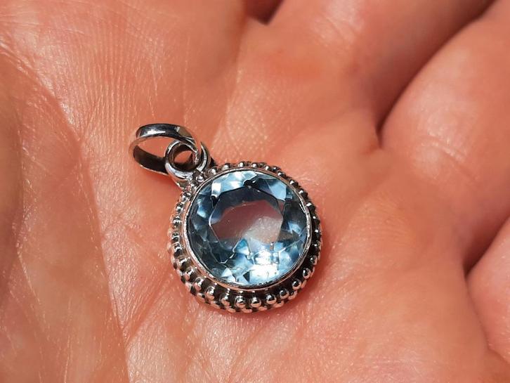 Vanoli 925 zilveren kettinghanger met blauwe topaas, Sieraden, Tassen en Uiterlijk, Kettinghangers, Nieuw, Zilver, Blauw, Met edelsteen