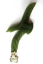 Antieke handgesneden Jade zwaluw hanger met zilver, Sieraden, Tassen en Uiterlijk, Antieke sieraden, Ophalen, Zilver, Hanger, Met edelsteen