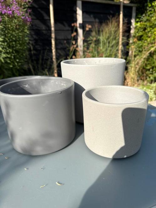 Mica Decorations Plantenpotten Set - Grijs, Tuin en Terras, Bloembakken en Plantenbakken, Nieuw, Beton, Binnen, Minder dan 30 cm