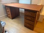 Vintage retro houten school bureau met ladeblokken, Ophalen