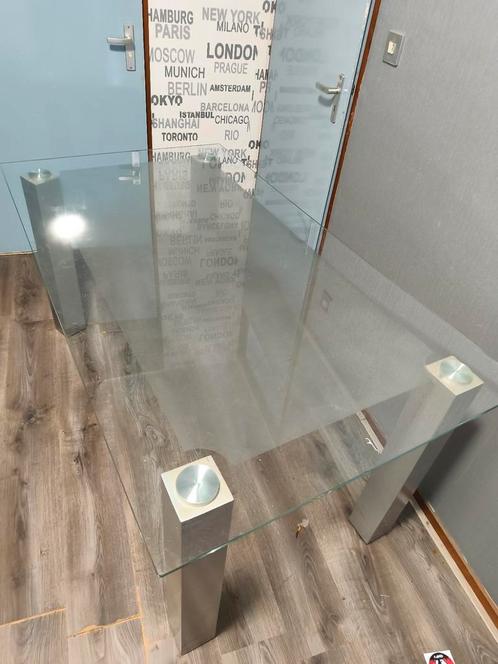 Gratis glazen eet tafel, Huis en Inrichting, Tafels | Eettafels, Gebruikt, 50 tot 100 cm, 150 tot 200 cm, Vijf personen of meer