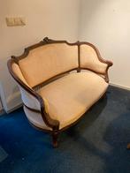 Antiek Bankje met Houten Frame, Ophalen of Verzenden