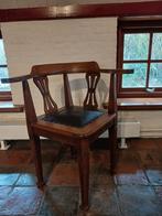 Leuke 3-hoek stoel, met lederen zitting., Antiek en Kunst, Ophalen