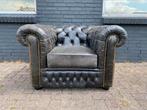 Stoere Chesterfield club fauteuil vintage zwart, Huis en Inrichting, Fauteuils, Ophalen of Verzenden, 75 tot 100 cm