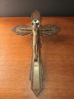 prachtig, koperen kruis, crucifix , Art Deco stijl, Antiek en Kunst, Ophalen of Verzenden
