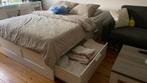 Ikea BRIMNES bed frame met 4 laden + lattenbodem + matras, Huis en Inrichting, Slaapkamer | Bedden, Ophalen, Wit, Tweepersoons