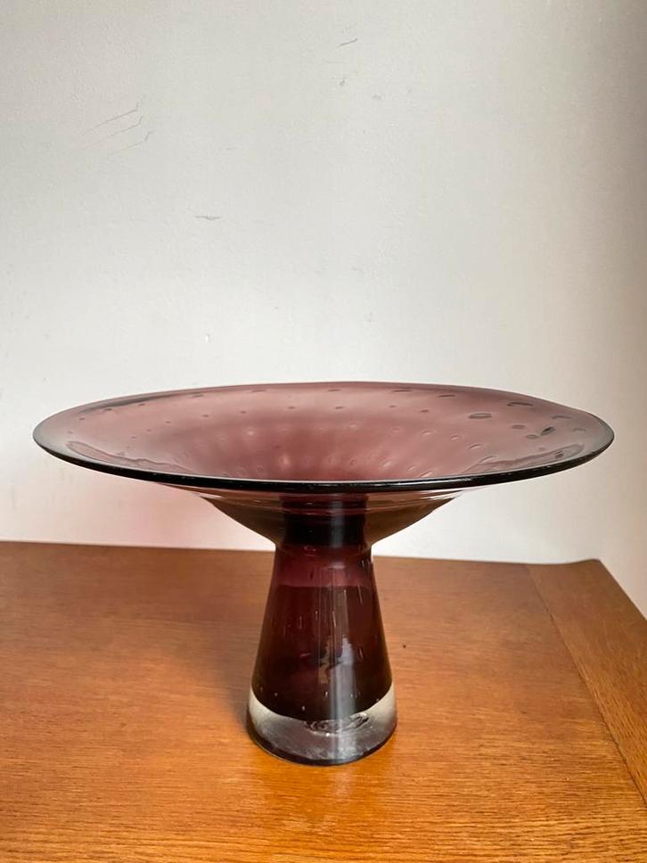 Vintage MIRANO glazen vaas/schaal op voet jaren ‘70 design, Antiek en Kunst, Kunst | Designobjecten, Ophalen of Verzenden