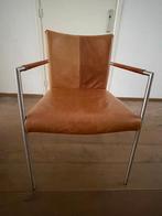 6 leren stoelen met RVS poten, Huis en Inrichting, Stoelen, Ophalen, Gebruikt, Bruin, Modern klassiek