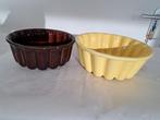 Puddingvorm porselein boter-geel & chocolade-bruin vintage, Ophalen, Gebruikt