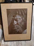 Ava Devi - zijde schilderij - man met baard, Antiek en Kunst, Kunst | Niet-Westerse kunst, Ophalen of Verzenden