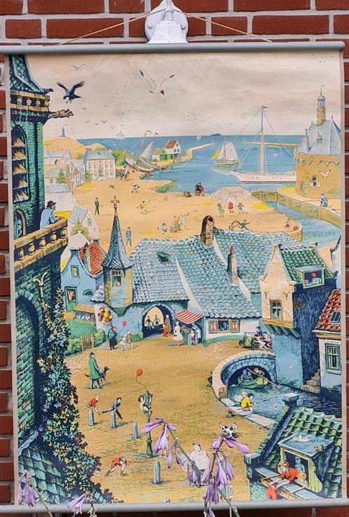 Schoolplaat  "Op verkenning" -Onderbouw lagere school (1955), Antiek en Kunst, Antiek | Schoolplaten, Aardrijkskunde, Ophalen of Verzenden