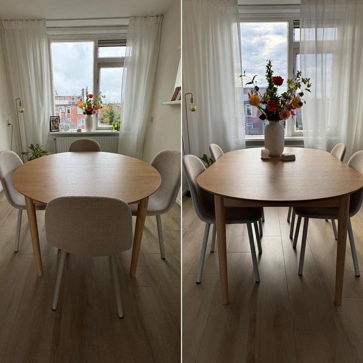 Uitschuifbare houten eettafel, Huis en Inrichting, Tafels | Eettafels, Gebruikt, 100 tot 150 cm, 150 tot 200 cm, Vijf personen of meer