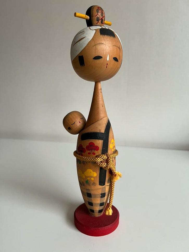 Vintage Japans Houten Kokeshi Doll Pop Moeder en kind, Verzamelen, Beelden en Beeldjes, Zo goed als nieuw, Mens, Ophalen of Verzenden